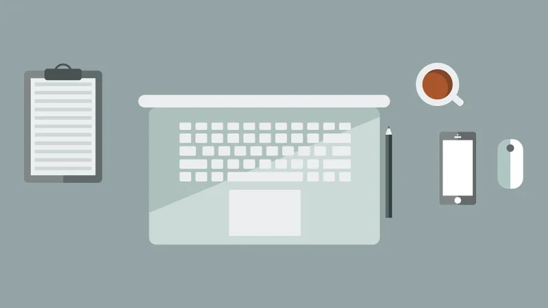 Laptop Workspace Flat design Stickdatei – Essen & Trinken