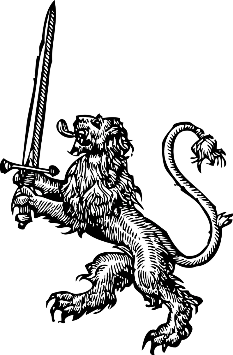 Lion Sword Heraldic Stickdatei – Tiere