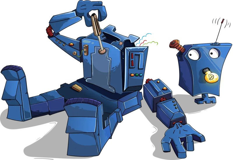Robot Disassembled Blue Stickdatei – Kinder