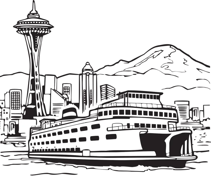 Seattle Space needle Seattle skyline Stickdatei – Fahrzeuge