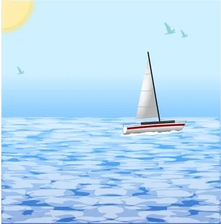 Sailboat Ocean Sun Stickdatei