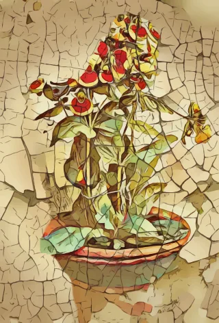 Flower pot Art Weathered Stickdatei – Blumen