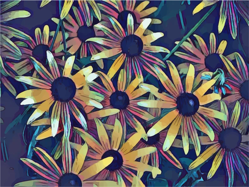 Spring Floral Black eyed susan Stickdatei – Blumen