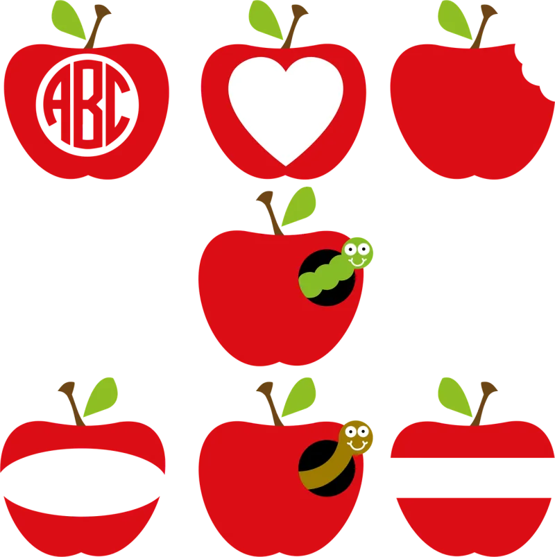 Apple Apple frame Apple monogram Stickdatei – Essen & Trinken