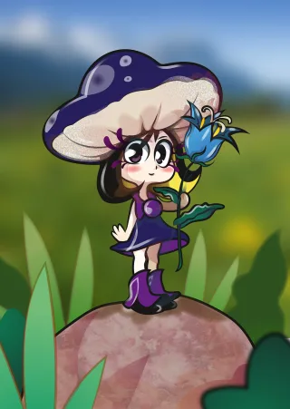 Cartoon Mushroom Fairy Stickdatei