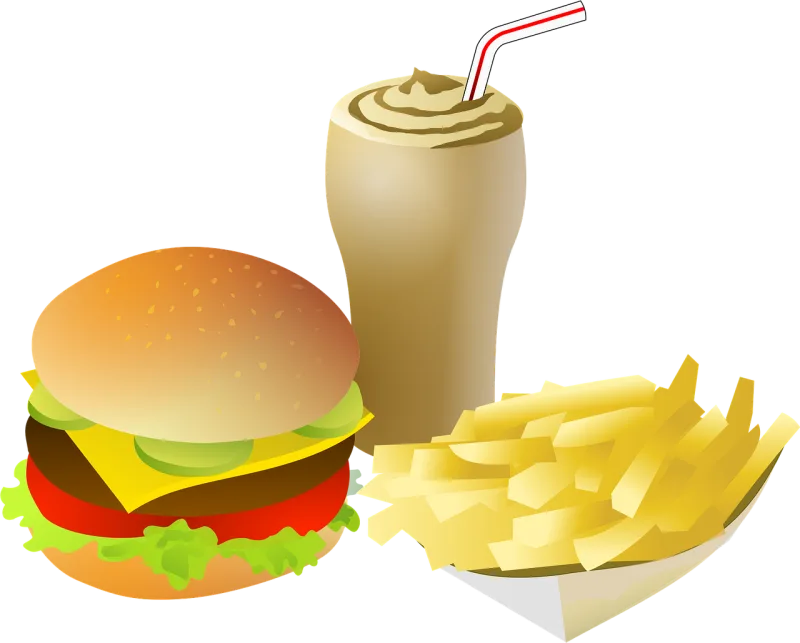 Cheeseburger Drink Fries Stickdatei – Essen & Trinken