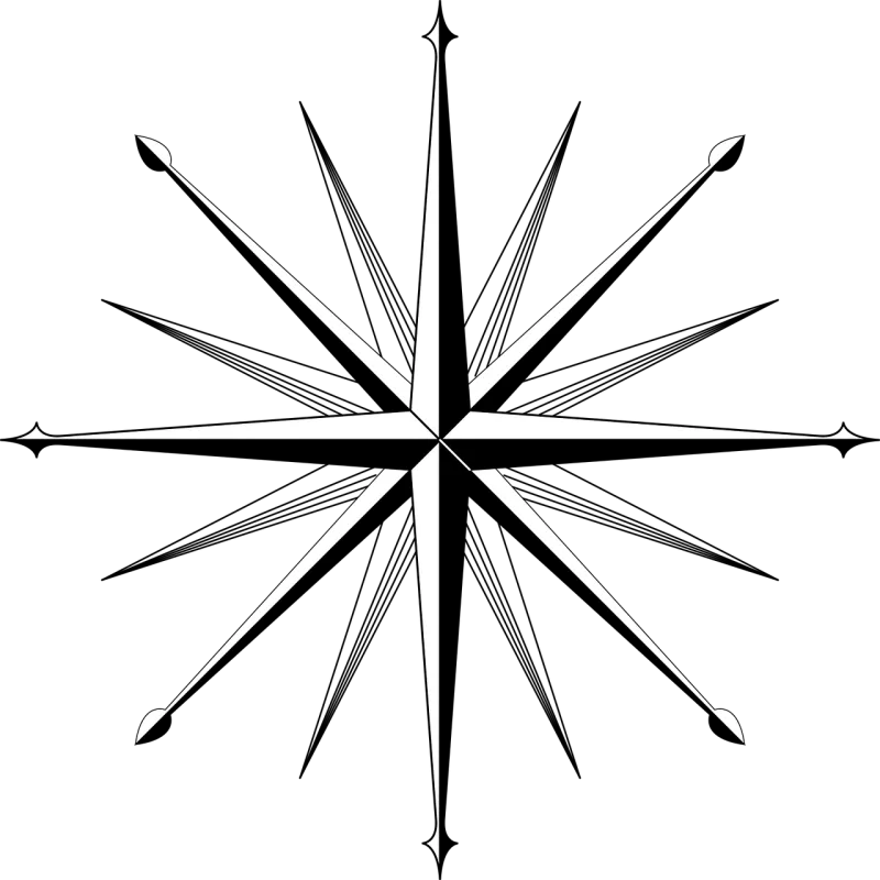 Wind Rose Compass Stickdatei – Blumen