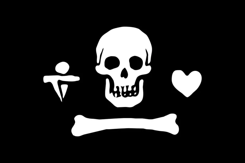 Flag Pirate Black and white Stickdatei – Herzen & Liebe