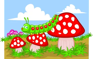 Mushroom Larva Caterpillar Stickdatei