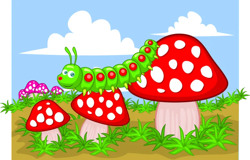 Mushroom Larva Caterpillar Stickdatei – Natur