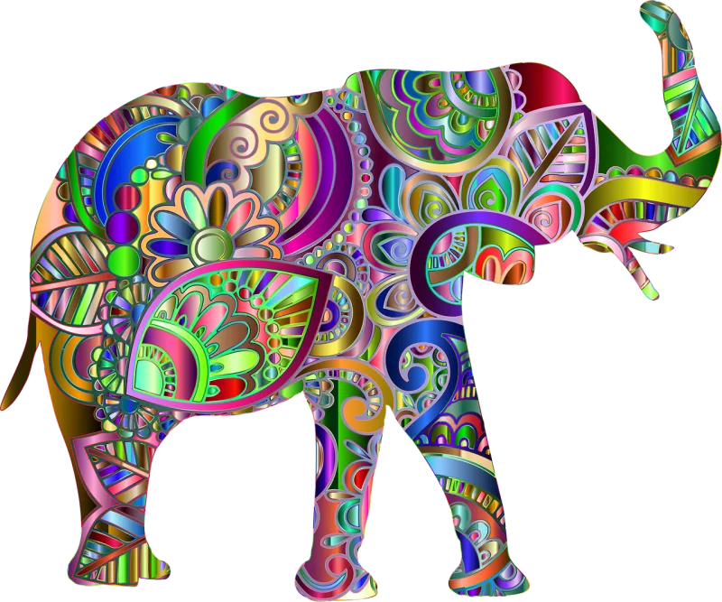 Elephant Flower Floral Stickdatei – Tiere