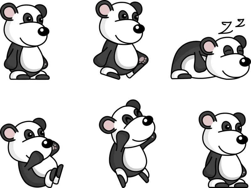Panda Comic Cute Stickdatei – Tiere