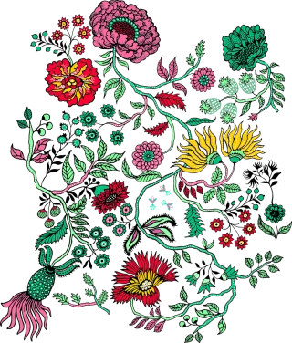 Flowers Yard Tropical Stickdatei