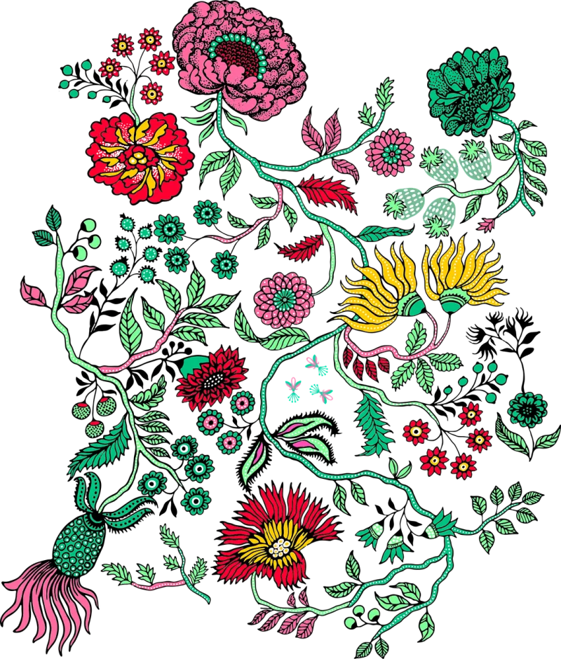 Flowers Yard Tropical Stickdatei – Blumen