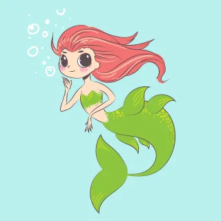Mermaid Girl Fin Stickdatei