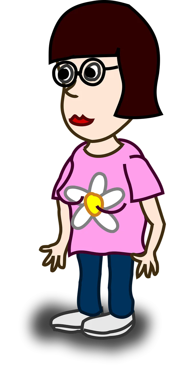 Girl Cartoon Character Stickdatei – Blumen