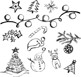 Christmas Elements Doodle Stickdatei