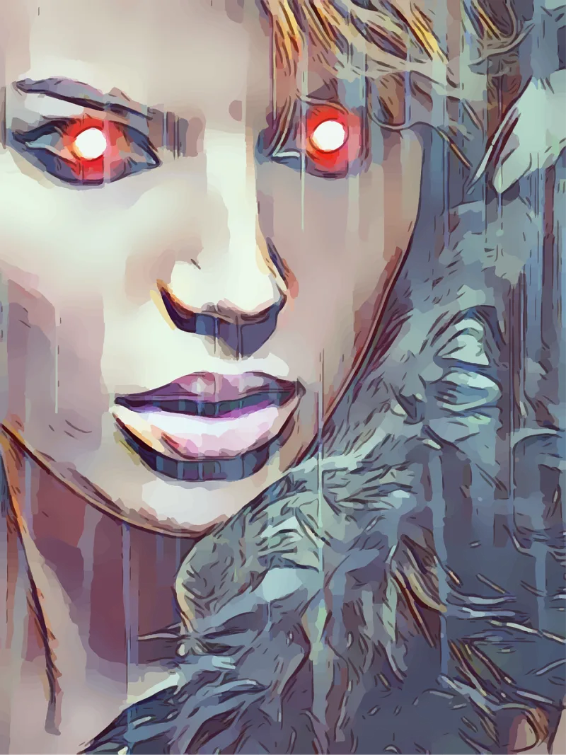 Red Eyes Girl Stickdatei – Kinder