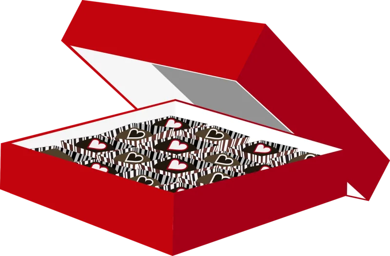 Graphic Box of chocolates Valentine Stickdatei – Essen & Trinken