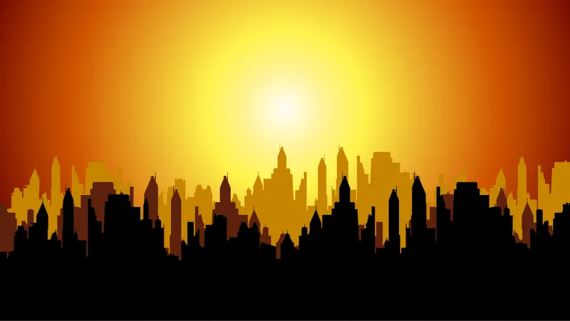 Cityscape Skyline Sunset Stickdatei – Natur