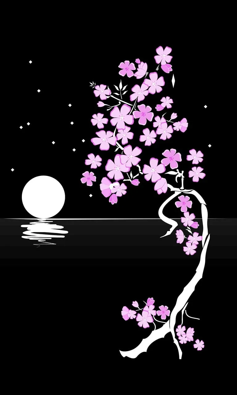 Moon Tree Flowers Stickdatei – Natur