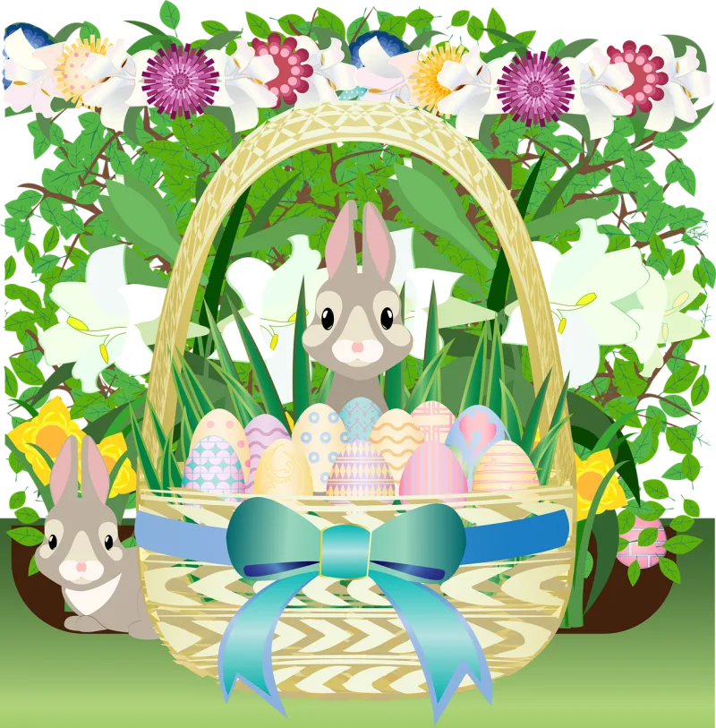 Graphic Easter Easter basket Stickdatei – Blumen