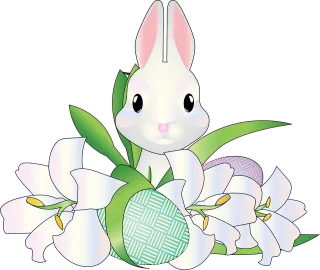 Graphic White bunny Flower wallpaper Stickdatei