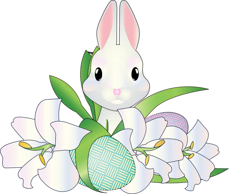 Graphic White bunny Flower wallpaper Stickdatei – Blumen