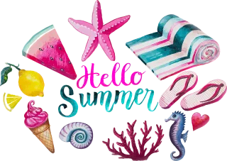Watercolor Summer Bathing shoes Stickdatei