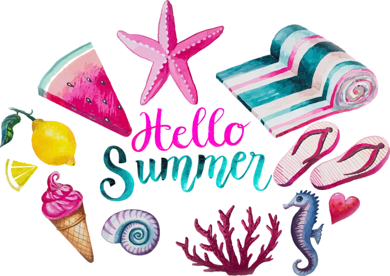 Watercolor Summer Bathing shoes Stickdatei – Essen & Trinken