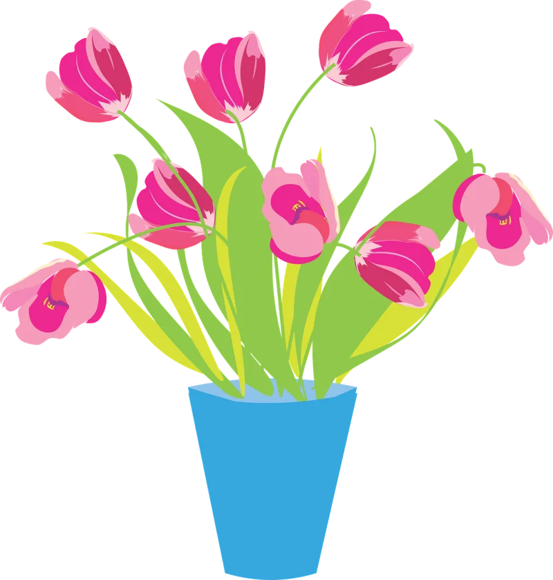 Flowers Vase Tulips Stickdatei – Blumen