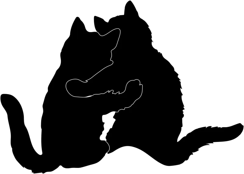 Cat Hugging Silhouette Stickdatei – Herzen & Liebe
