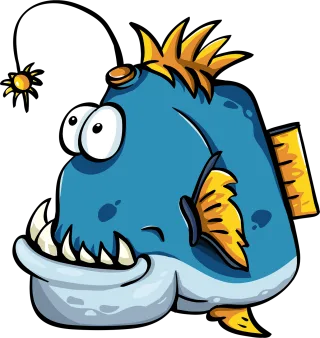 Fish An angler Cartoon Stickdatei