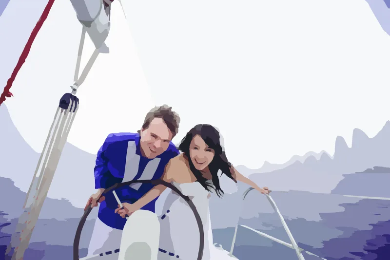Couple Sailing Fun Stickdatei – Fahrzeuge