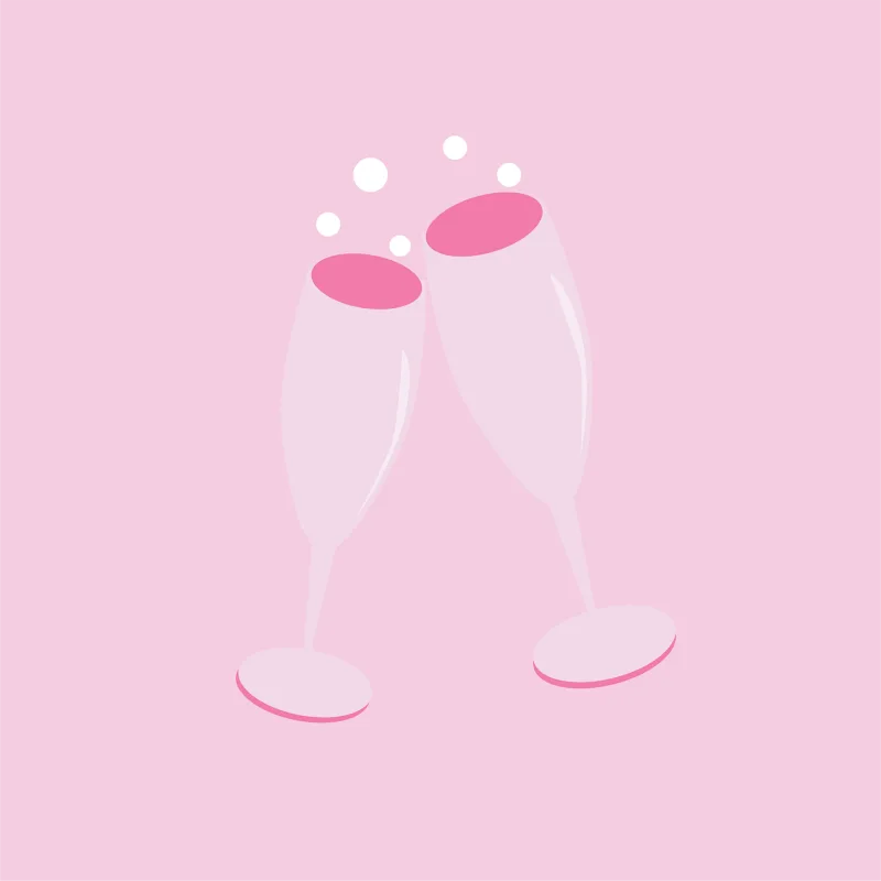 Champagne Glasses Romance Stickdatei – Herzen & Liebe
