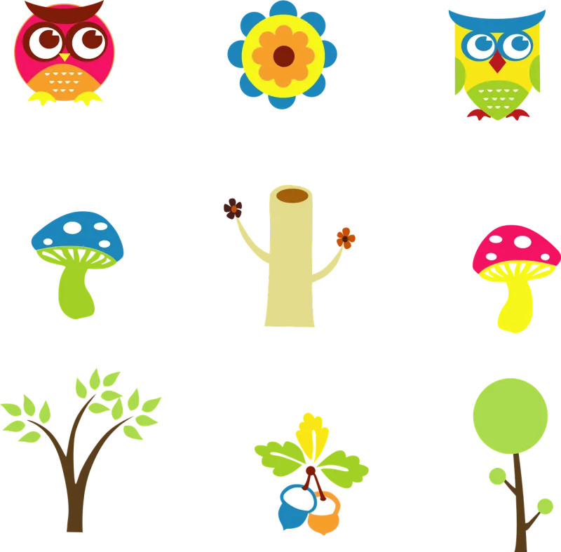 Mushroom Tree Flower Stickdatei – Natur