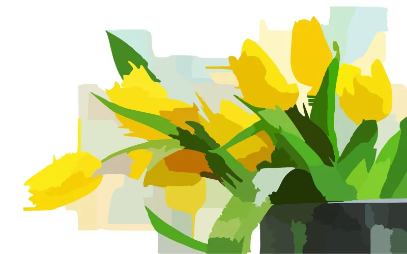 Tulips Yellow Bunch of flowers Stickdatei – Blumen