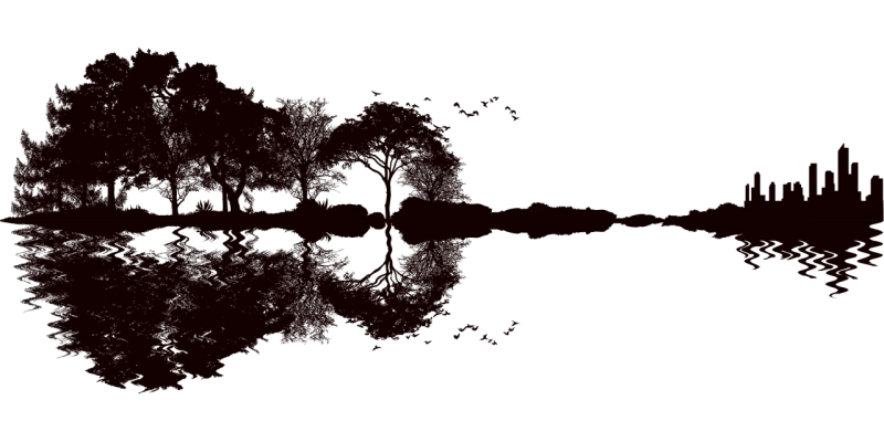Guitar Landscape Silhouette Stickdatei – Musik