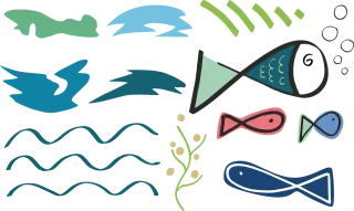 Fish The sea Shapes Stickdatei