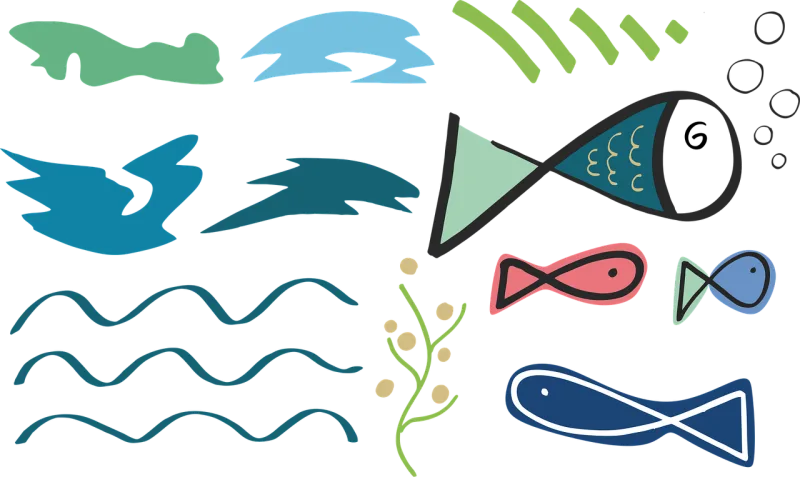 Fish The sea Shapes Stickdatei – Tiere