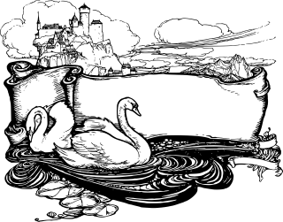 Swan Scroll Line art Stickdatei