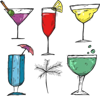 Cups Cartoon Cocktail Stickdatei