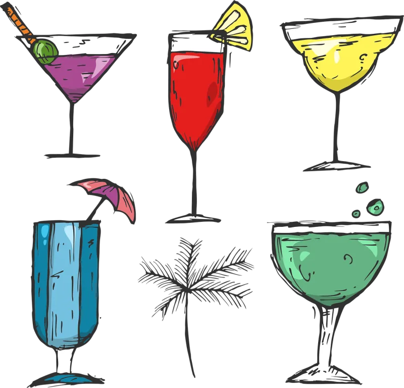 Cups Cartoon Cocktail Stickdatei – Essen & Trinken
