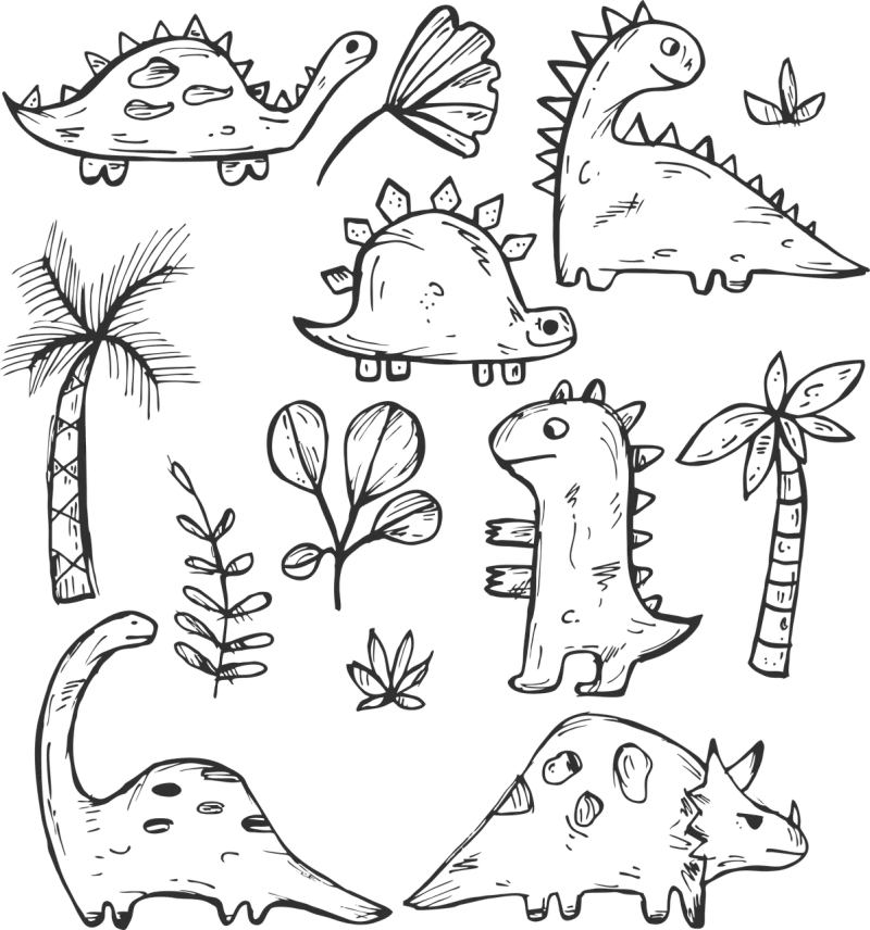 Dinosaur Prehistory Beach Stickdatei – Kinder