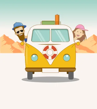 Road trip Couple Van Stickdatei
