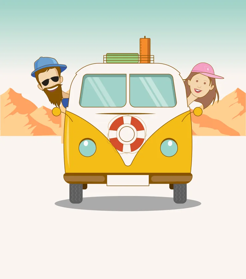 Road trip Couple Van Stickdatei – Herzen & Liebe