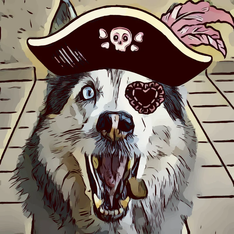 Pirate Dog Husky Stickdatei – Kinder