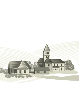 Village Buildings Church Stickdatei