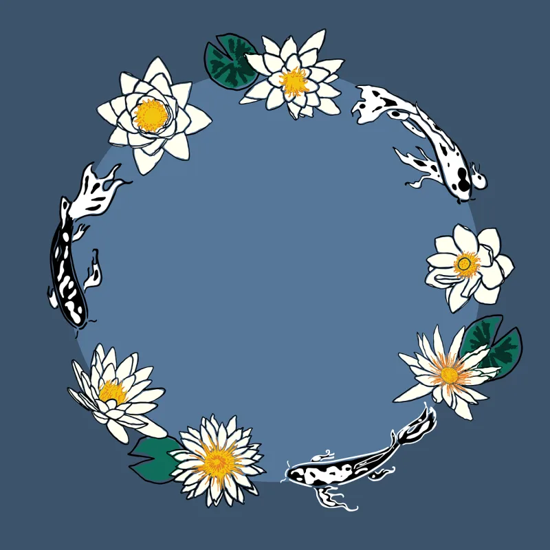Koi Carp Fish Stickdatei – Blumen