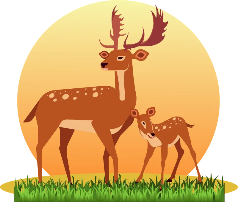 Deer Deer with cub Young Stickdatei – Tiere